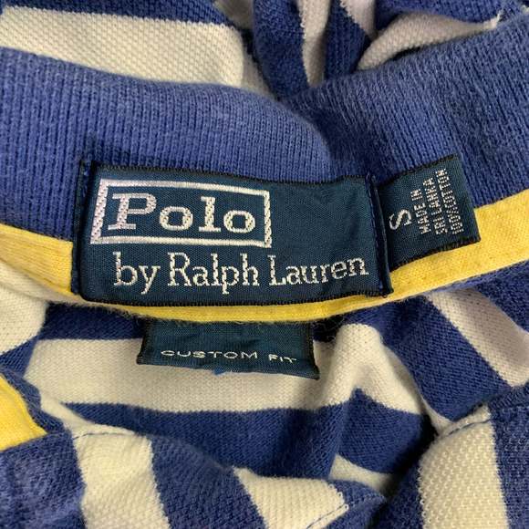 POLO by RALPH LAUREN Blue White Stripe Cotton Half Placket Polo - Picture 5 of 6